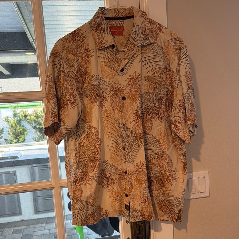 Tommy Bahama Pineapple Print Shirt - Cream and Orange